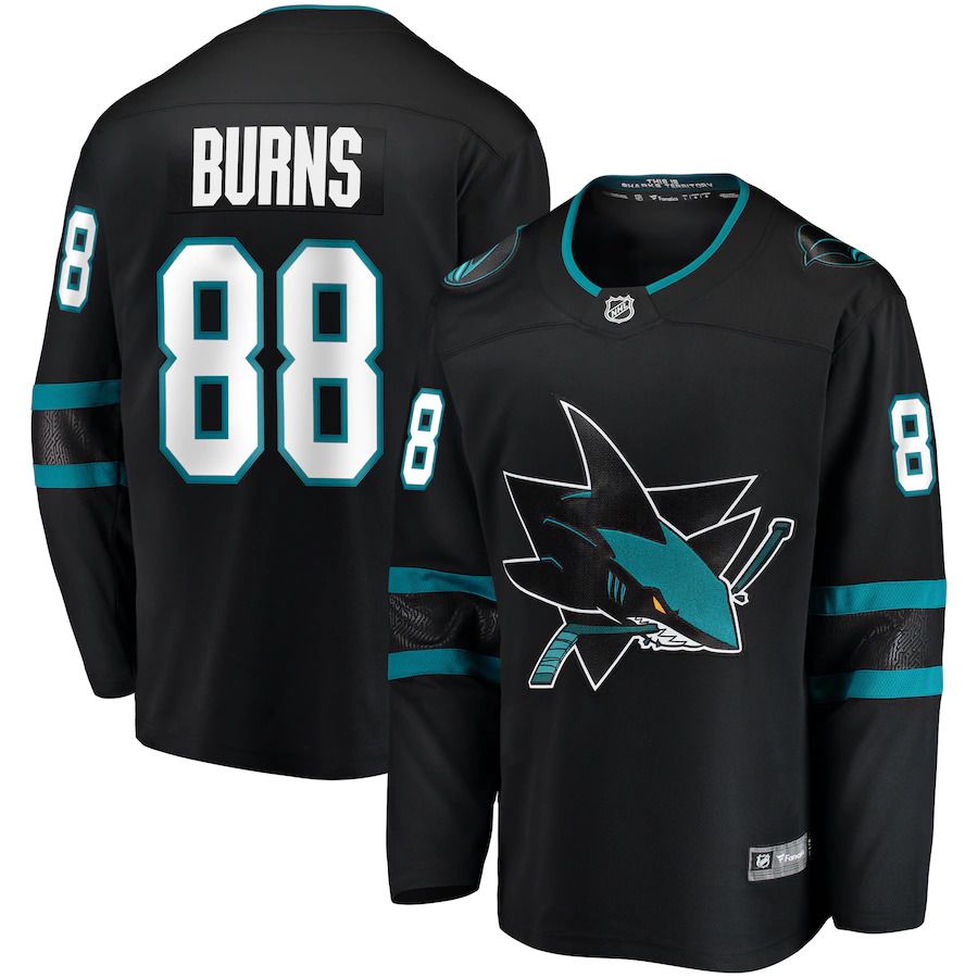 Men San Jose Sharks #88 Brent Burns Fanatics Branded Black Alternate Breakaway Player NHL Jersey